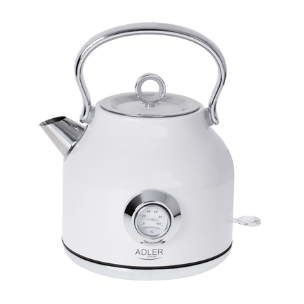 AD 1346w--Adler Kettle with a Thermomete AD 1346w Electric, 2200 W, 1.7 L, Stainless steel, 360° rotational base, White