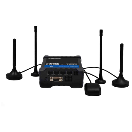RUT955T033B0--Teltonika Industrial Router 4G Quectel LTE DualSIM RUT955 (RUT955T03520) 802.11n, 300 Mbit/s, 10/100 Mbit/s, Ethernet LAN (RJ-45) ports 4, 2G/3G/4G