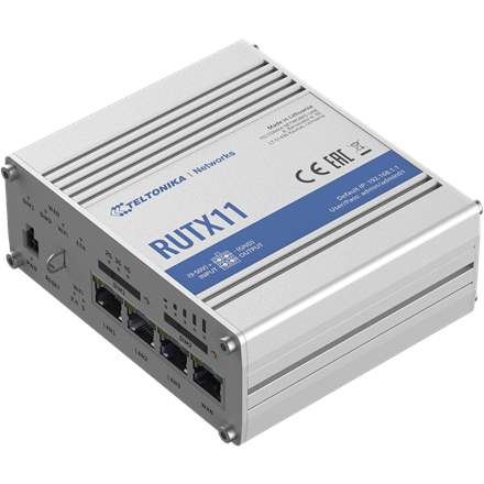 RUTX11000000--Teltonika Industrial Router 4G LTE Cat6 DualSIM RUTX11 867 Mbit/s, Ethernet LAN (RJ-45) ports 4, 4G, 1, Bluetooth, Antennas: 1x Bluetooth, 1x GNSS, 2x WiFi, 2x LTE