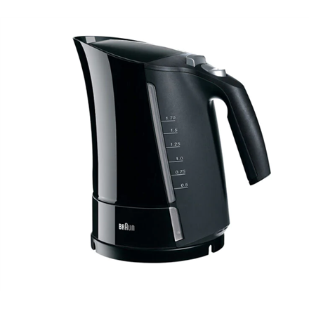WK500BK--Braun Kettle WK500BK Multiquick 5 Standard, 3000 W, 1.7 L, Plastic, Black, 360° rotational base