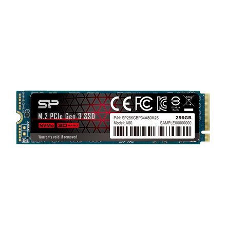 SP256GBP34A80M28--Silicon Power A80  256 GB, SSD interface M.2 NVME, Write speed 3000 MB/s, Read speed 3400 MB/s