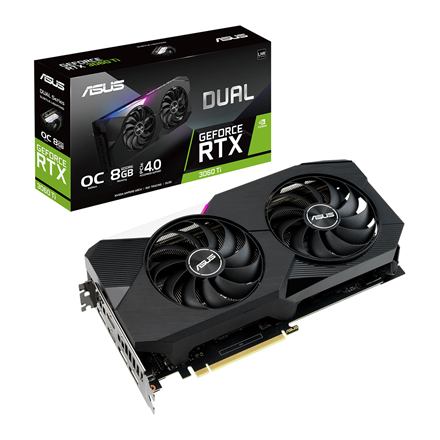 90YV0G1J-M0NA00--Asus DUAL-RTX3060TI-O8G-V2 LHR version NVIDIA, 8 GB, GeForce RTX 3060 TI, GDDR6, PCI-E 4.0, HDMI ports quantity 2, Memory clock speed 14000 MHz