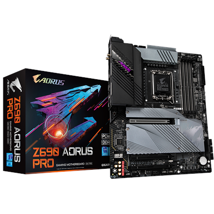 Z690 AORUS PRO--Gigabyte Z690 AORUS PRO 1.0 M/B Processor family Intel, Processor socket LGA1700, DDR5 DIMM, Memory slots 4, Supported hard disk drive interfaces SATA, M.2, Number of SATA connectors 6, Chipset Intel Z690, ATX