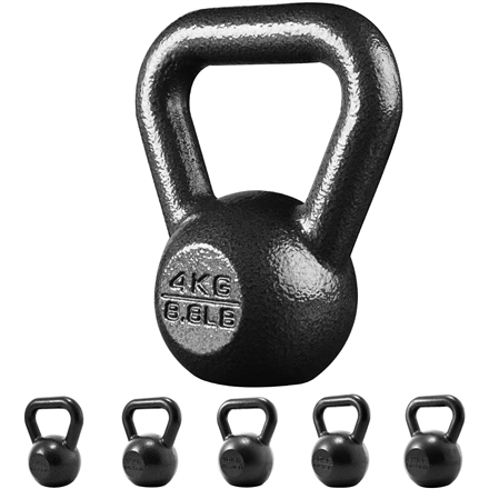 PRKHKB04K--PROIRON PRKHKB04K Cast Iron Kettlebell Weight, 1 pc, 4 kg, Black, Solid Cast Iron