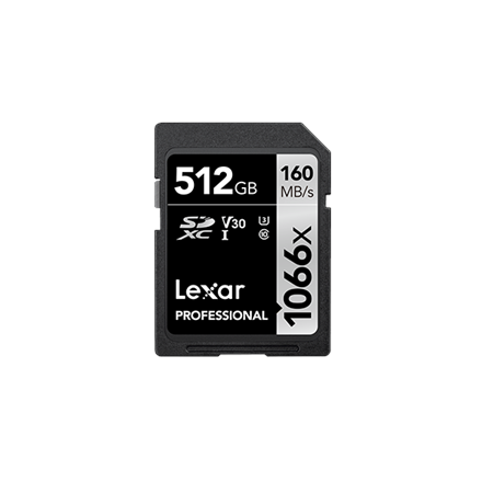 LSD1066512G-BNNNG--Lexar Professional 1066x SDXC UHS-I SDXC, 512 GB, Silver, Class 10, U3, V30, 120 MB/s, 160 MB/s