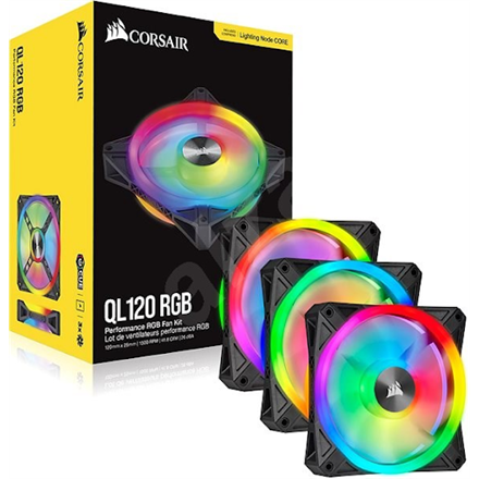 CO-9050098-WW--Corsair Triple Pack with Lighting Node CORE QL120 RGB