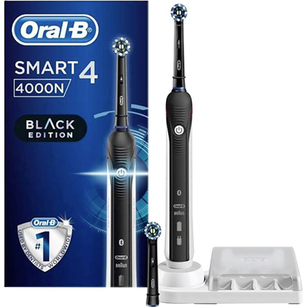 Smart 4000 Black special edition--Oral-B Electric Toothbrush Smart 4000 Rechargeable, For adults, Number of brush heads included 2, Number of teeth brushing modes 3, Black