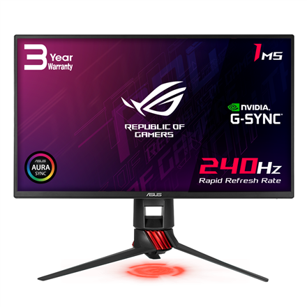 90LM03U0-B01370--Asus ROG Strix Gaming LCD XG258Q 24.5 ", TN, FHD, 1920 x 1080 pixels, 16:9, 1 ms, 400 cd/m², Dark gray, Red, Native 240Hz, Adaptive-Sync (FreeSync™), Asus Aura RGB