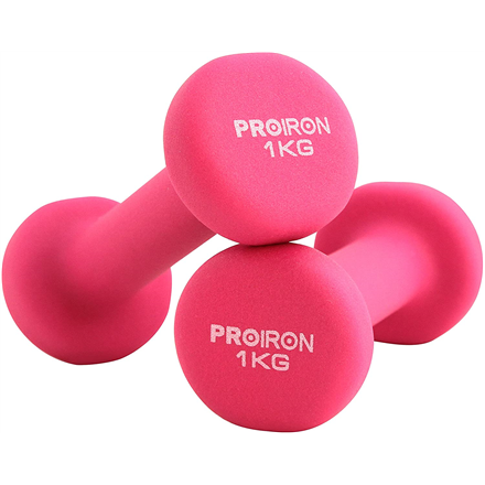 PRKNED01K--PROIRON PRKNED01K Dumbbell Weight Set, 2 pcs, 1 kg, Pink